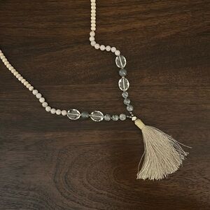 Anthropologie bead and fringe necklace